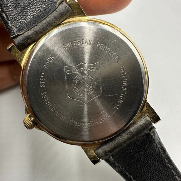 Vintage Fossil Collectors Club Watch Women Two Tone Gray Leather Band Works 8.5" - Picture 6 of 13